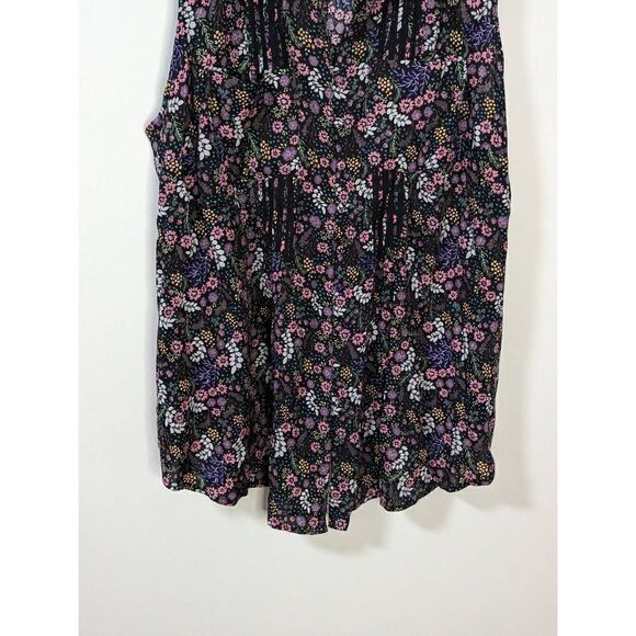 Caffe Marrakesh Black Floral Button Front Sleeveless Tank Top - Size 3X - Picture 3 of 8